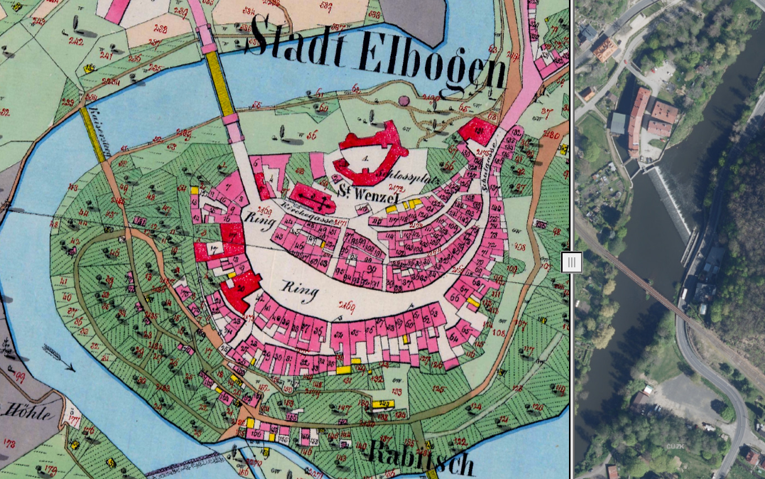 Ukázka z aplikace- historická mapa